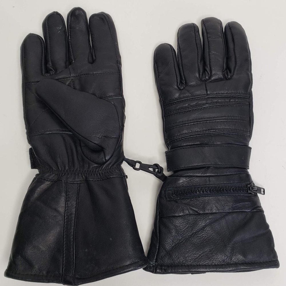 3M Thinsulate Black Leather Zippered Wrist Gloves XS